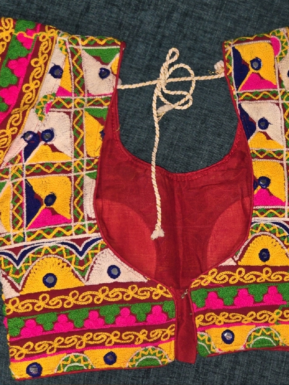 Embroidered Multicolor Boho Crop Vest/Blouse
